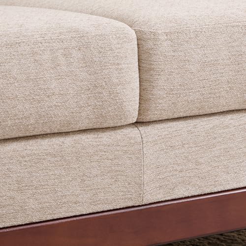 Image of Home Centre | Sylvester Plus Fabric 2-Seater Sofa | Sofa for Living Room | Solid Wood | Beige | 1 Year Warranty