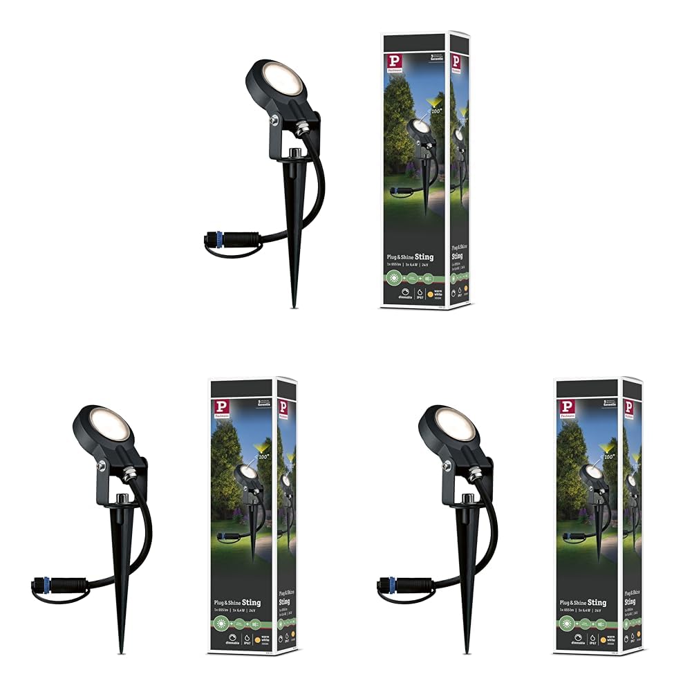 Paulmann Plug&Shine LED-Gartenstrahler 6 W Warm-Weiß Sting 93934 (3er-Pack)