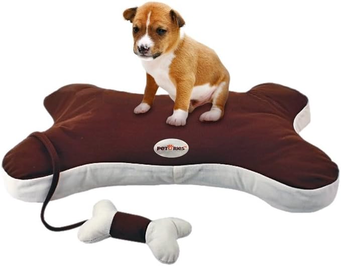 Premium Soft and Cozy Bone Shape Pet Bed by Petories, Strong Material, Steady Floor Placement, Perfect for Small Dogs, Puppies, Cats & Kittens (34" x 19" x 5")