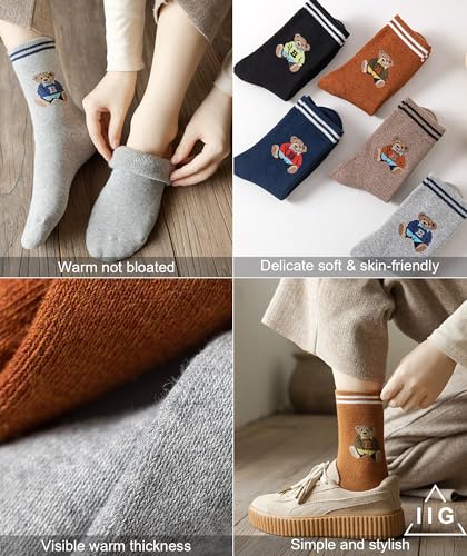 Image of IIG 3-5 Pairs Womens Super Thick Warm Winter Crew Socks Cute Fashion Knit Cozy Socks Gifts for Women