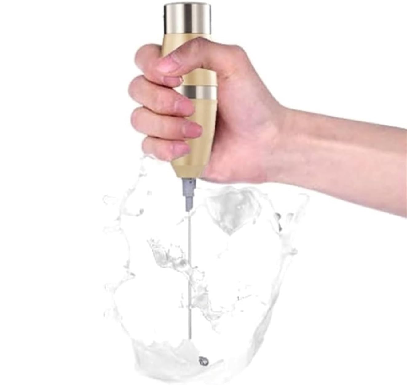 Espumador de Leche, Espumador De Leche Eléctrico con Cabezal De Batidor De Resorte Doble, Mezclador De Bebida De Espumador De Leche De Mano De Acero Inoxidable Bubbler Leche para Capuchino