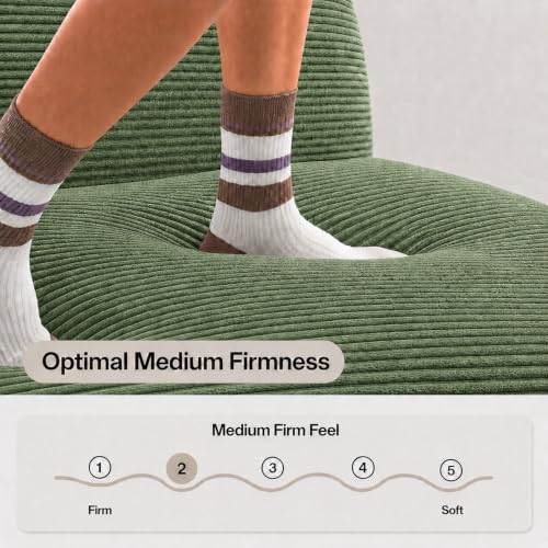 Image of 96 inch Boneless Couch, Modular L-Shaped Cloud Sectional Sofa, Green