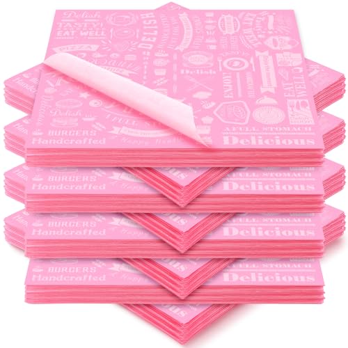Outus 600 Pcs 12 x 12 Inch Deli Wax Paper Sheets, Pink