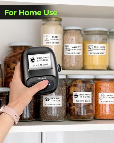 Image of Phomemo Label Makers, Portable Bluetooth Label Printer with 6000+ Templates | 2 inch High-Definition Thermal Sticker Printer Easy to Use for For Small Business, Home, School, Organization, Office, Black