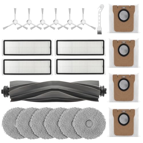 21 Stück Zubehör für Dreame L10s Ultra/L10 Ultra/L10 Prime/L10s Pro Gen 2 Xiaomi X20+/X10+ Staubsauger 1 Hauptbürste 6 Wischtücher 4 Filter 6 Seitenbürsten 4 Staubbeutel 1 Reinigungsbürste