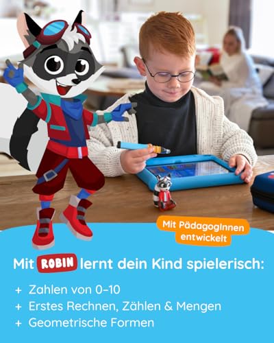 Edurino Figur Robin Zahlen & Mengen ab 4 Jahren - Stufe 1 inkl. App | Innovatives und digitales Lernspiel | Spielerisches Lernen von Zahlen 0-10 | Erstes Rechnen | Geometrische Formen