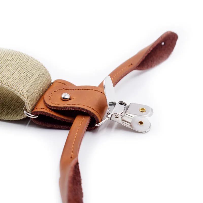 Tirantes para Hombre con 6 Clips, Final con Botón, Ajustables, Elásticos, Resistentes, Tirantes de Trabajo para Jeans, Overoles, Pantalones de Moto y Ropa de Trabajo