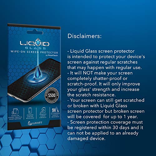 Image of LIQUID GLASS Screen Protector With $500 Coverage | Wipe On Scratch and Shatter Resistant Nano Protection for All Phones Tablets and Smart Watches - Universal Fit (New and Advanced)