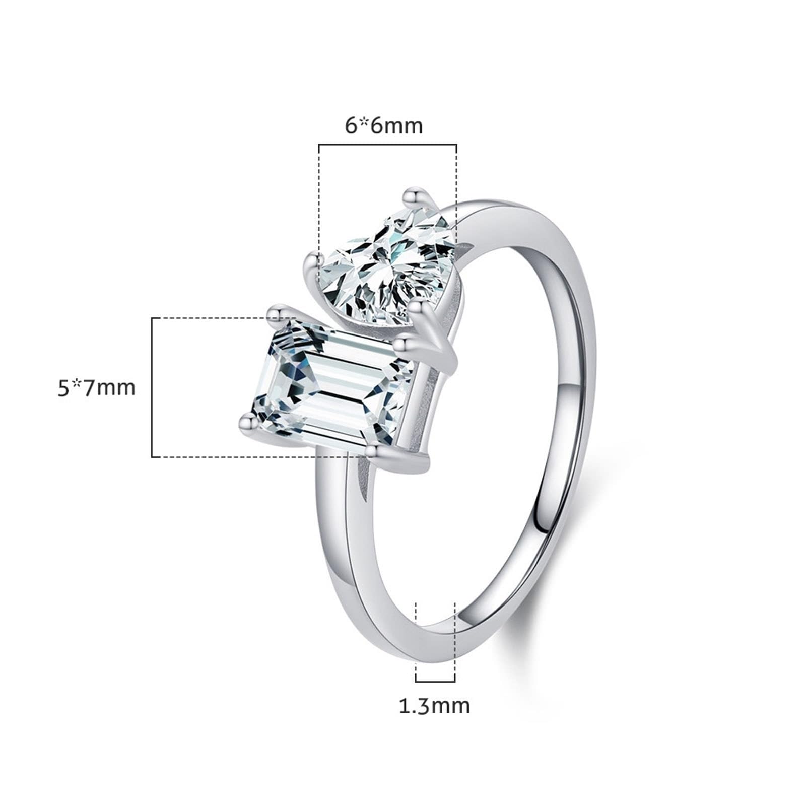 Wycian Bague Piece en Argent Bague de Mariage Or Blanc 9K/14K Au375/Au585 5X7mm Moissanite pour Mère Mesdames