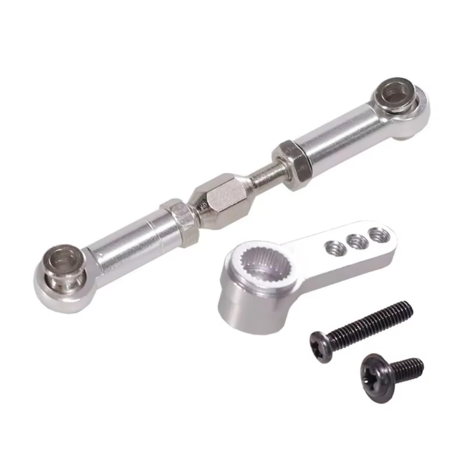 Rc Special Connecting Rod for MJX H16 16207 16208 16209 16210 1/16 Metal 25T Servo Arm Steering Servo Link Rod RC Car Tracked Vehicles Upgrade Parts Replacement Use(Silver)