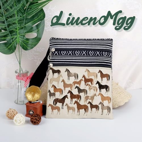 Horse Messenger Bag Small Ethnic Pattern Adjustable Strap Crossbody Zipper Pouch Horse Phone Organizer Wallet Cute Shoulder Handbag for Women Friends 5