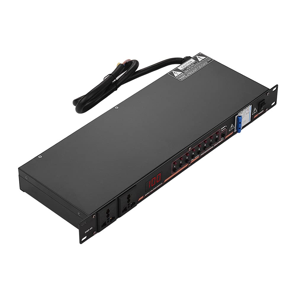 DB2-02 10-Fach Rack-Montage Power Sequence Controller Conditioner Überspannungsschutz Netzteilregler mit LED-Anzeige USB-Schnittstelle für DJ-Equipment Instrument Rigs Audio-Aufnahmesystem