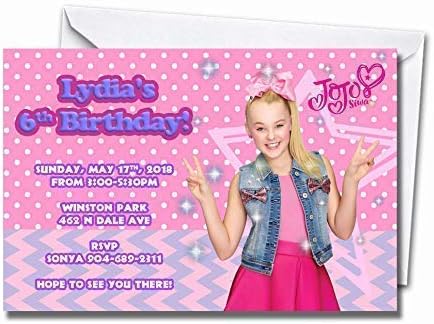 JOJO Siwa Personalized Birthday Digital Invitations More Designs Inside! Includes Envelopes Cardstock Matte Banner Balloon
