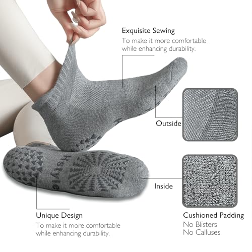 Hstyle 6 Pairs of Yoga Socks with Grips for Women and Men,Ideal for Ballet,Barefoot Workout,Pilates Grip Socks Non Slip Socks2
