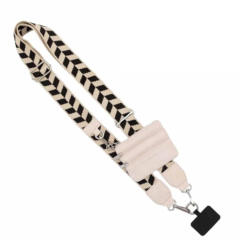 Clip and Go - Cinghia per telefono con tracolla a portafoglio, tracolla per cellulare, regolabile, antifurto, cordino per cellulare da donna, 4 pezzi