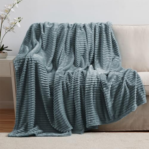 Image of Nestl Stone Blue Microfiber Throw Blanket - Fuzzy, Lightweight, Cozy, 50x60 in, All Seasons, Machine Washable