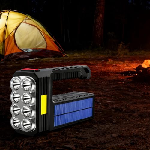 Linterna solar recargable impermeable con 8 LED y luz COB para camping y hogar 5