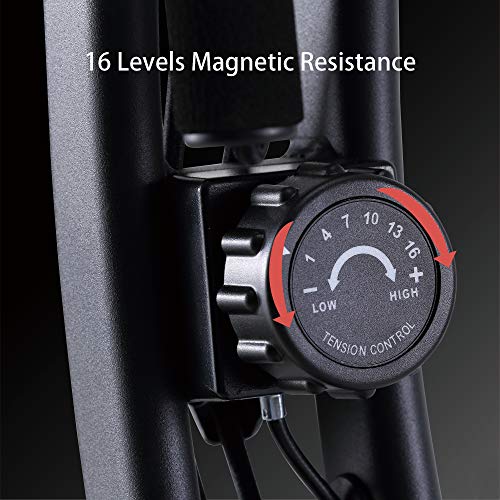 ECHANFIT Indoor Cycling Bike Folding Magnetic Exercise Upright Bike Stationary with 16 Levels Resistance Arm Training Bands and Electronic Display - Home Fitness Guru ECHANFIT Indoor Cycling Bike Folding Magnetic Exercise Upright Bike Stationary with 16 Levels Resistance Arm Training Bands and Electronic Display - Image 5