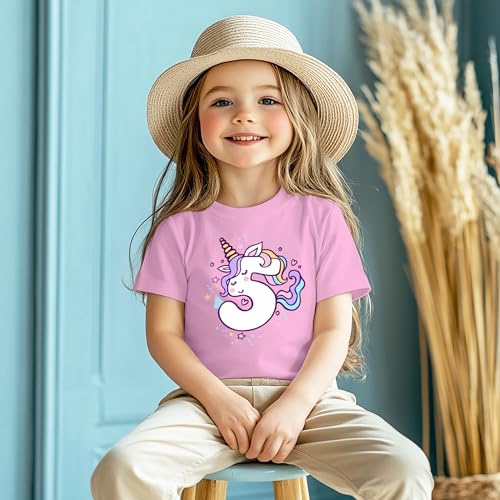 Unicorn 5th Birthday Shirt Outfit for Girls 5 Year Old Fifth Birthday Five Tshirt3