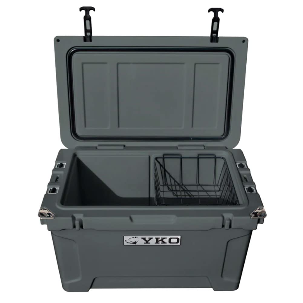 Yukon Outfitters Outdoor Active Camping Fishing Hiking Molded YKO Hard Cooler, 45QT, Charcoal