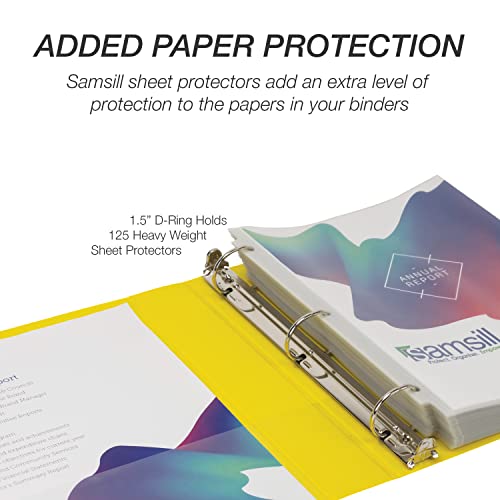 Image of Samsill Durable 1.5 inch 3 Ring Binder, D Ring Binder, 100% Recycled Chipboard, Yellow, 12 Pack