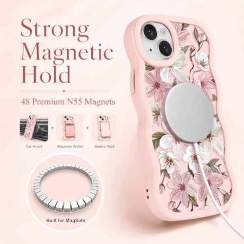 Aurorastar Magnetic for iPhone 15 Case Flower Pink Cute Wavy Frame by Aurorastar - Used condition - Image 2