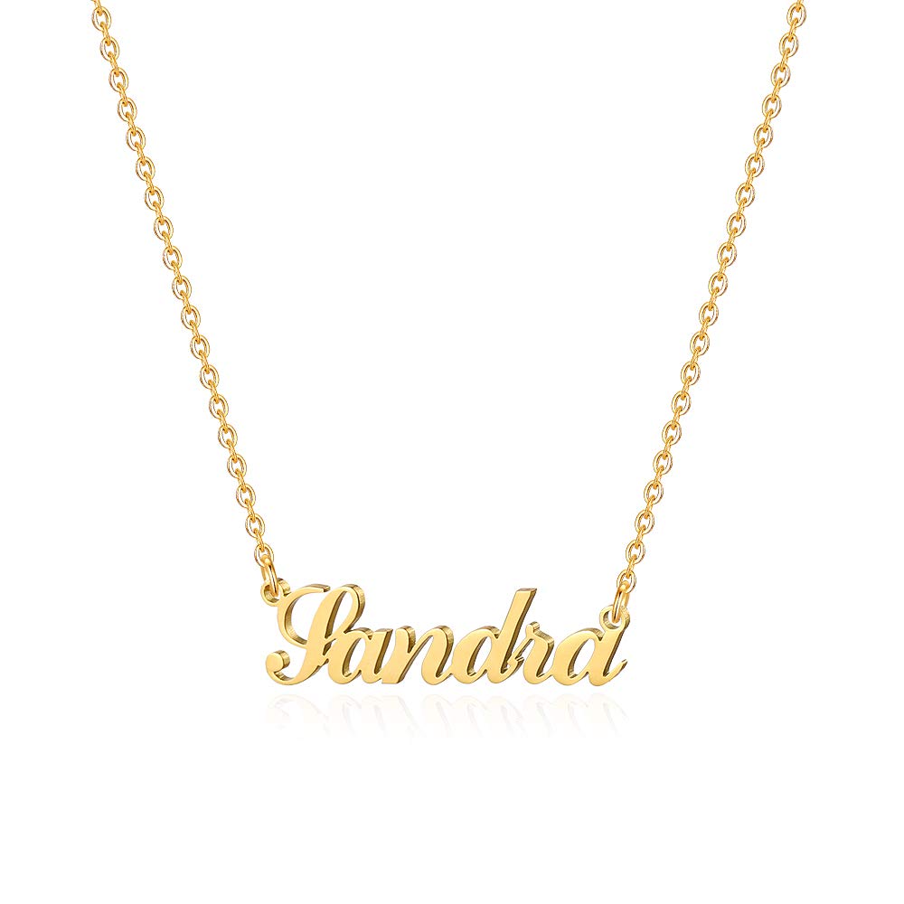 M MOOHAMGold Custom Name Necklace Personalized - 18K Gold Plated Personalized Name Necklaces for Women Girls Kids Teens, Plate Monogram Necklace Name Necklace