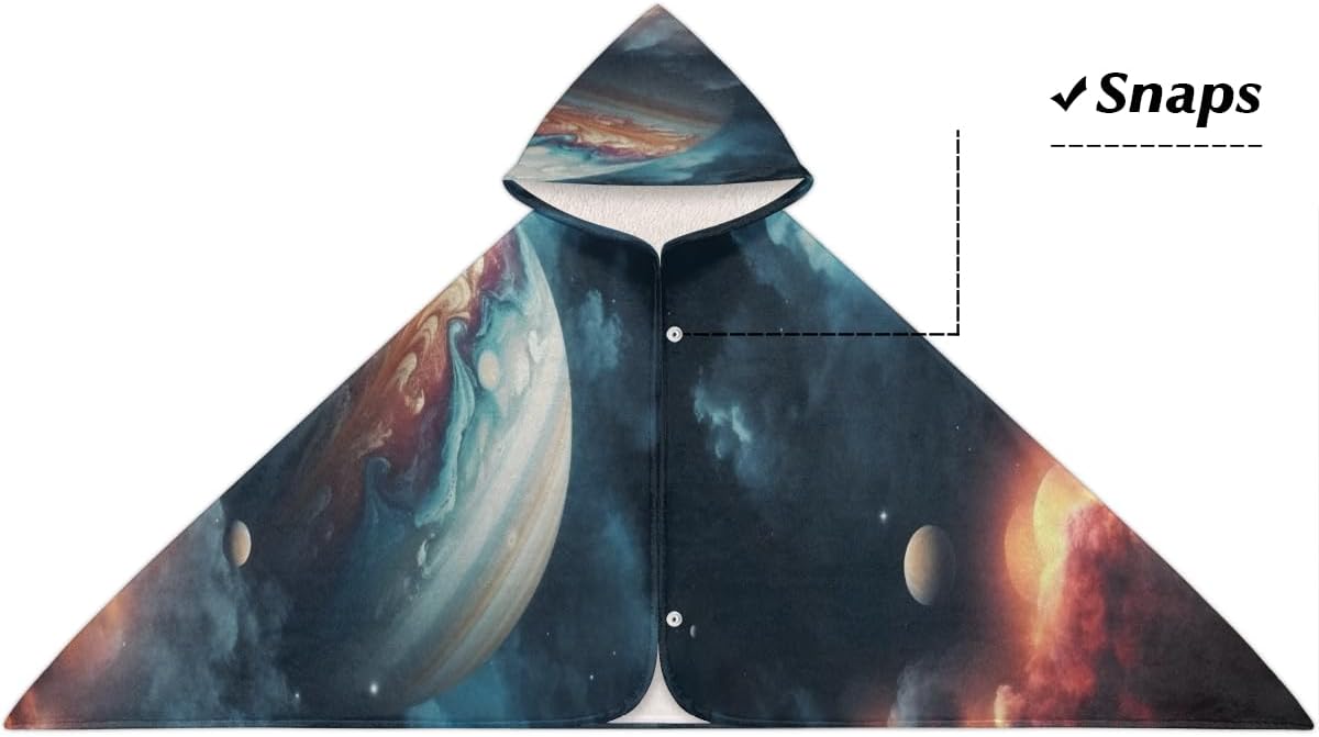 Pardick Kids Bath Towel Space Planet Beach Towel with Hood Pool Cover Up for Girls Boys Soft Absorbent Hooded Bath Towel Toddler Towels for Beach, Pool