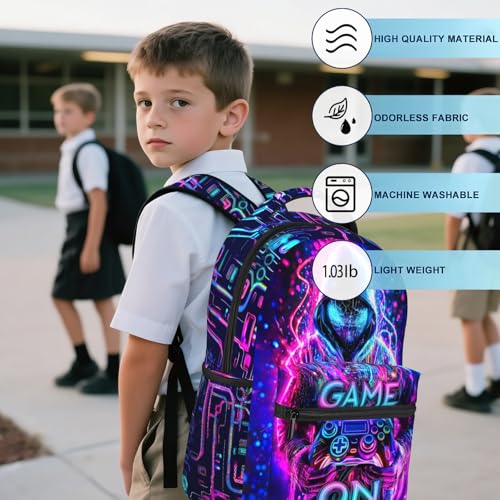 Backpack for Boys Game Boys School Backpack for Kids Children Teens Elementary Middle School Kids' Backpacks Gaming Bookbag Travel Back Pack for Age 6-184