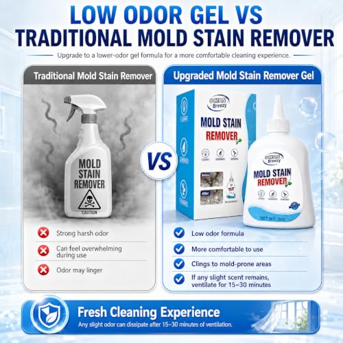 OceanBreezy Mold Stain Remover Gel 8 Fl Oz, Household Grout Surface Cleaner, Cleaning Gel for Washing Machine, Refrigerator Strips, Tiles, Bathroom Kitchen Sinks, Damp Areas — view 4