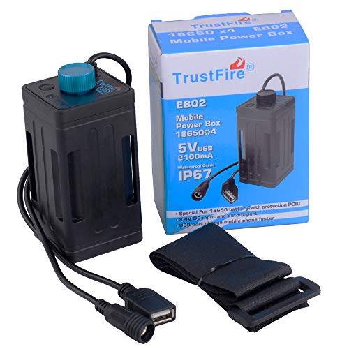 TrustFire 4X 18650 Battery Case, 8.4V Rechargeable 18650 Battery Pack Waterproof House Cover with DC/USB Interface for Bike Light/Headlamp/Mobile Phone (Batteries Not Included)