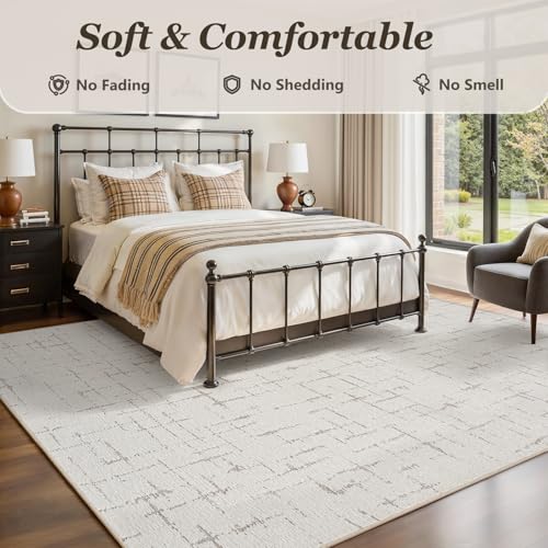 Engiw-Beige Neutral 5x7 Area Rug for Living Room Rug-Carpet Bedroom Rugs Textured Tufted J - image 3