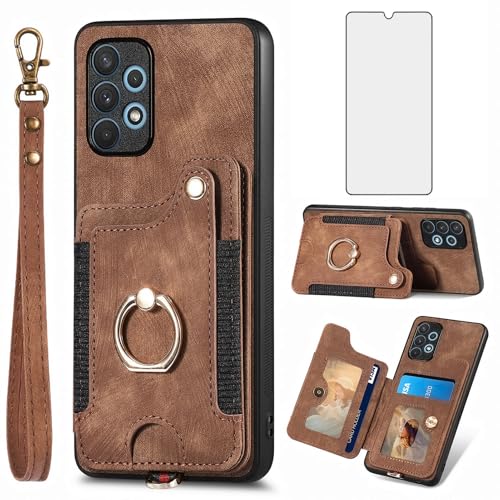 Housse Samsung A32 5G marron au design raffiné en simili cuir