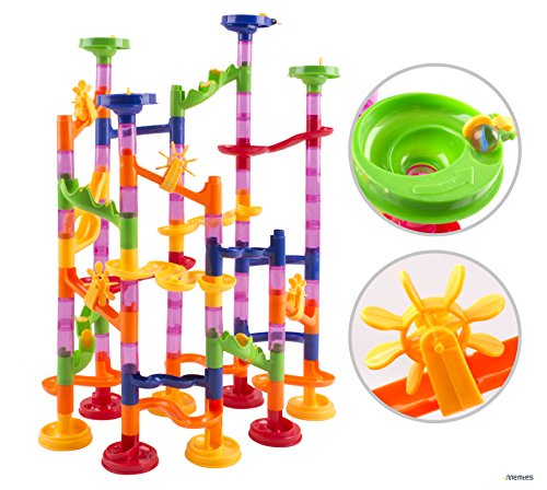 Memtes Marble Run Toy Race Coaster 105 Piece Set, Educational Construction Maze Building Blocks Learning Toy, Included with 2 Silk Bags