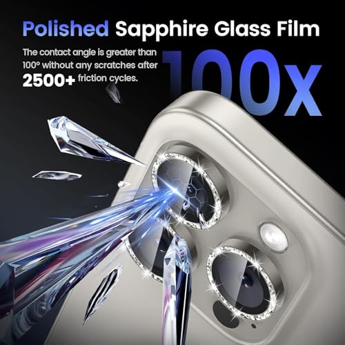 Image of Diamond Mobile Camera Lens Protector Compatible for iPhone 16 Pro & iPhone 16 Pro Max Silver