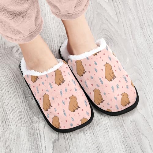 Heart Pink Capibara Slippers For Women Men Soft Memory Foam Non-Slip Animal Winter Indoor House Shoes Travel Slipper4