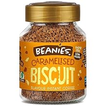 Beanies Flavour Instant Coffee - Caramelised Biscuit Instant Flavored Coffee - Bold & Adventurous Full-On Flavor - An Indulgent Sugar Free Taste Explosion - Low Calorie - Vegan & Gluten Free - Wheat & Dairy Free, 6 x 50g jar