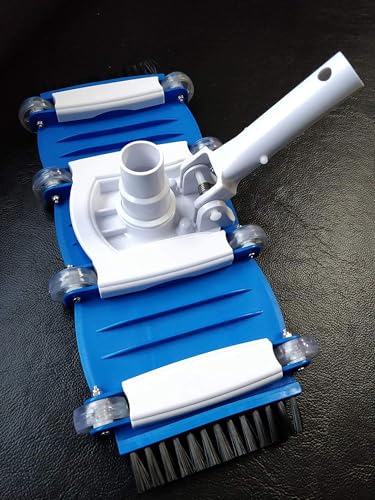 Image of Flaner Professional 15.5 INCH Weighted Flexible Swimming Pool Vacuum Head with Side Brushes, Swivel Hose Connection, EZ Clip Handle - Heavy Duty, Clean Floor Debris