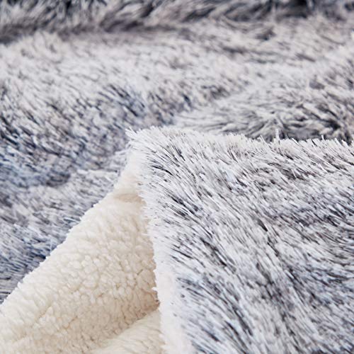 Joyreap 3-Piece Plush Shaggy Comforter Set, Full/Queen Size Luxury Faux Fur Sherpa Reversible Bedding Comforter Set, Ultra Cozy Warm Fluffy Bedding Set For Winter (Gray N White, 88X88 Inches) #TOP6