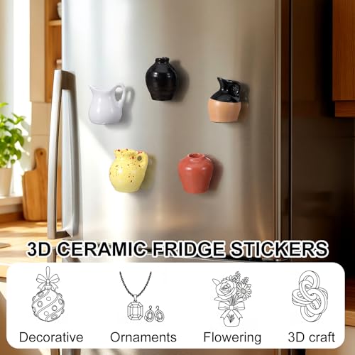5 Imanes Decorativos Mini Jarrón para Refrigerador miniatura 5
