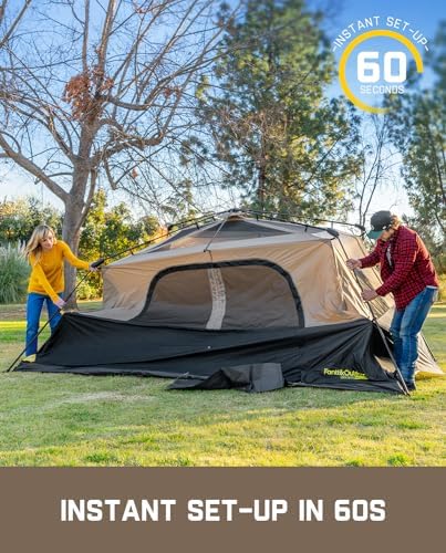 FanttikOutdoor Zeta C8 Pro Camping Tent 8 Person Instant Cabin Tent Setup in 60 Seconds with Rainfly & Windproof Portable with Carry Bag for Family Camping & Hiking, Khaki 3