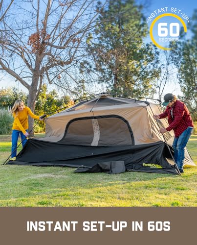 FanttikOutdoor Zeta C8 Pro Camping Tent 8 Person Instant Cabin Tent Setup in 60 Seconds with Rainfly & Windproof Portable with Carry Bag for Family Camping & Hiking, Khaki - Image 3