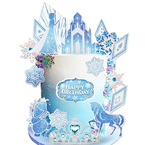 décorations de gâteau congelé décorations pour gâteaux d'anniversaire de filles flocon de neige décorations pour gâteaux d'anniversaire de dessins...