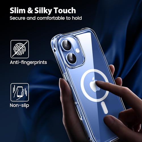 Image of Mkeke Magnetic Clear Case for iPhone 17, Compatible with MagSafe, Military-Grade Protection, Phone Bumper 6.3 inch 2025