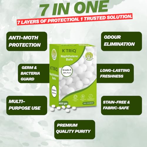 Image of Naphthalene Balls | Strong Napthalene Balls for Clothes Storage, Bathroom, Toilet & Wardrobe | Fresh Fragrance | Protects from Cockroaches & Rats | Long-Lasting Naphthalene Balls for Home & Car