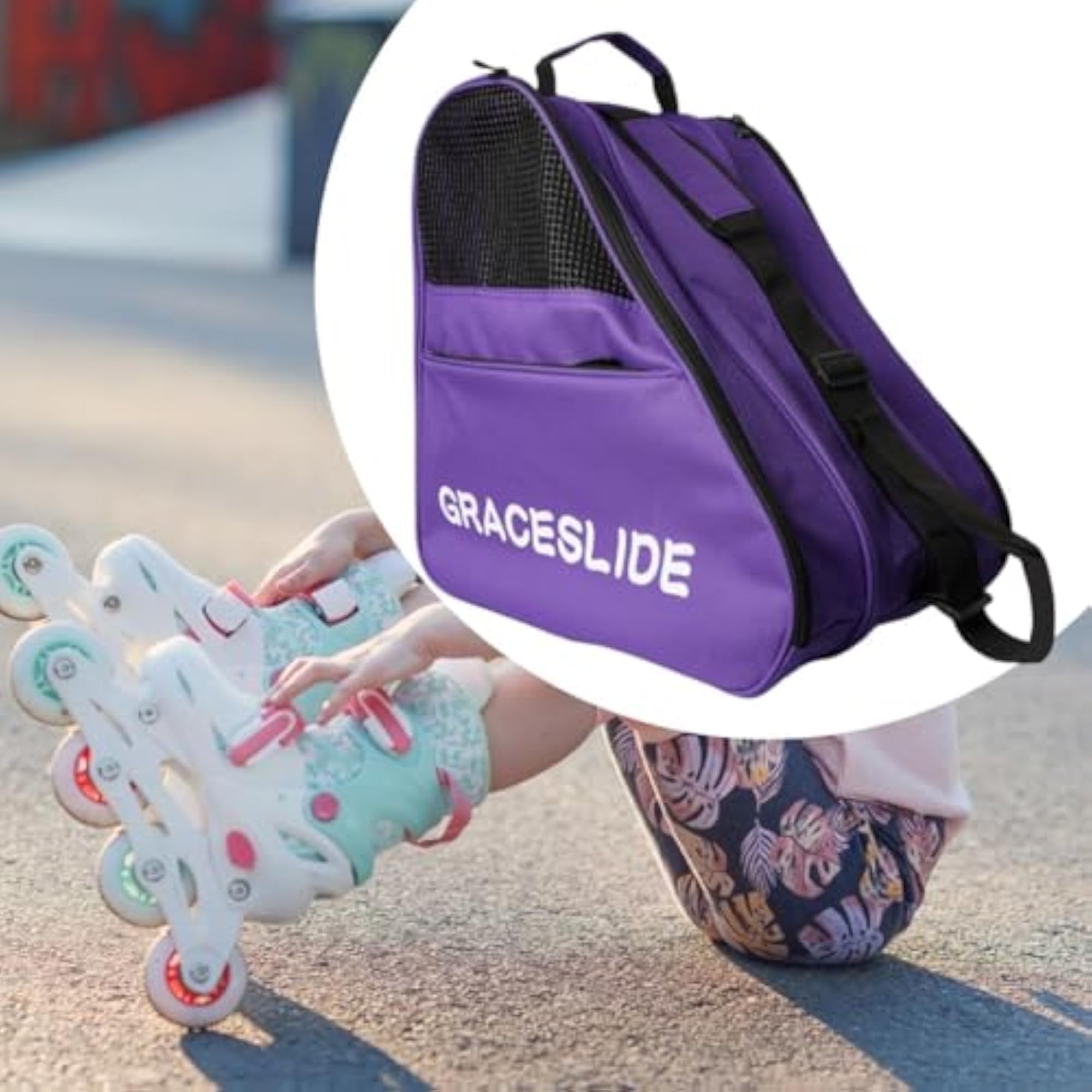 Roller Skates Storage Bag for Outdoor Children, Purple