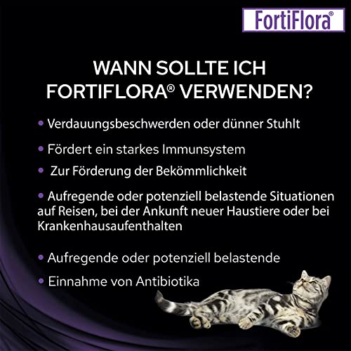 PURINA Pro Plan FortiFlora | 30 x 1 g | Ergänzungsfuttermittel für ausgewachsene Katzen und Kätzchen | Kann dabei hilfreich sein die Gesundheit des Darms zu unterstützen