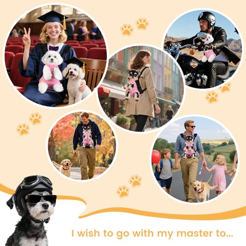 Inspack Dog Cat Backpack Carrier, Dog Carrier Adjustable for Small Medium Dogs, Pet Dog Front Chest Carriers Backpacks, Puppy Carrier Sling Backpack, Holder Papoose for Cat Body【Small Size】 - Thumbnail 6