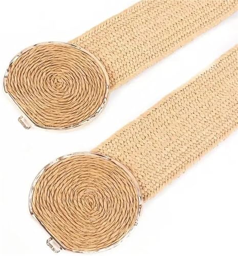 Straw Boho Belt Straw Woven Braided Wide Elastic Waist Belts for Dresses Fashion Double Circle Buckle Waistbands Ladies Belt3