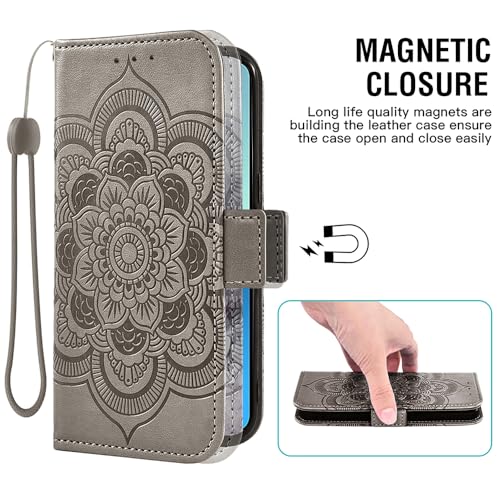 Coque Honor Magic 7 Pro en cuir gris pour vos déplacements - 4